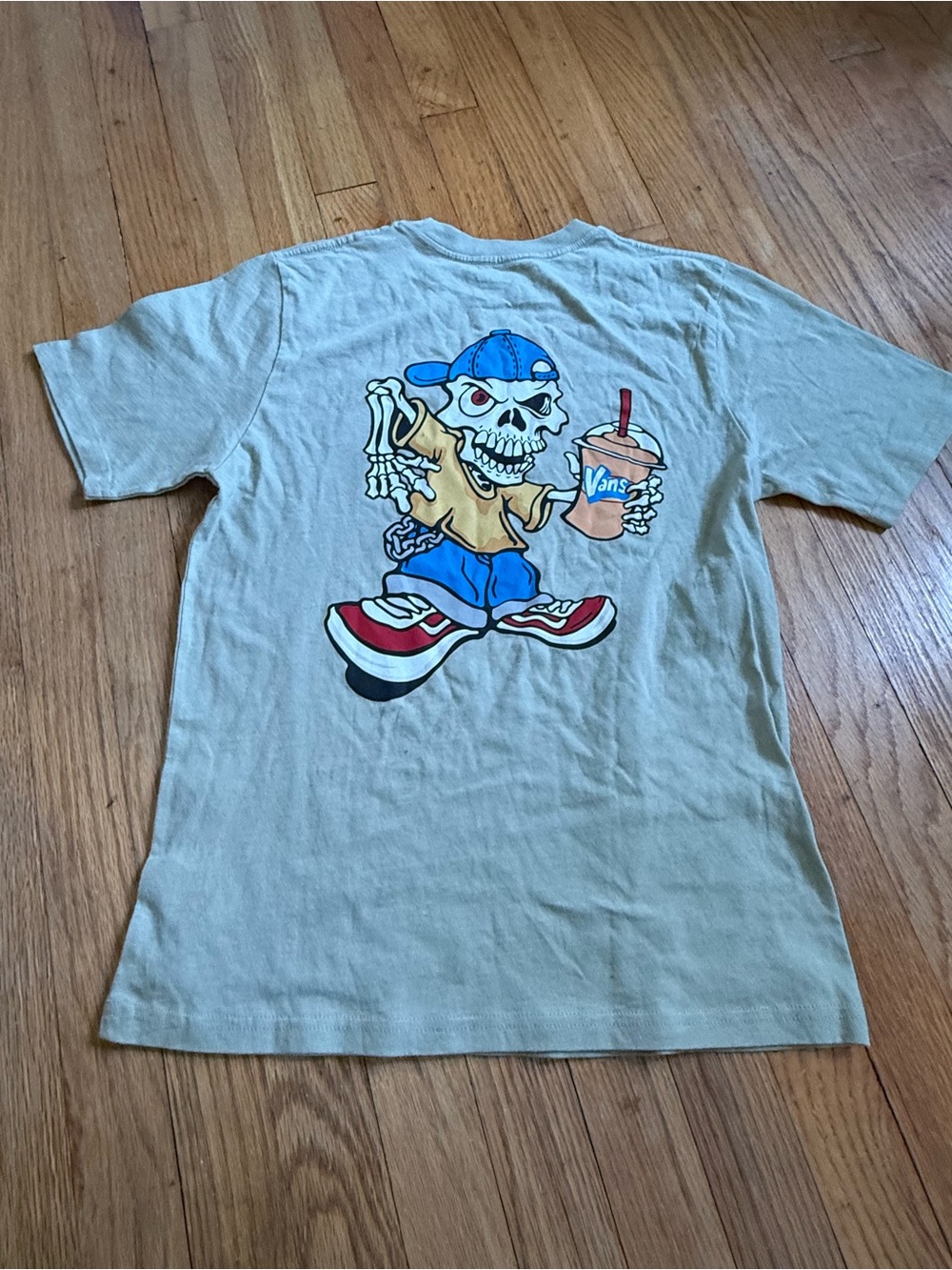 Vans Cream Short-Sleeve Tee with Drink Graphic